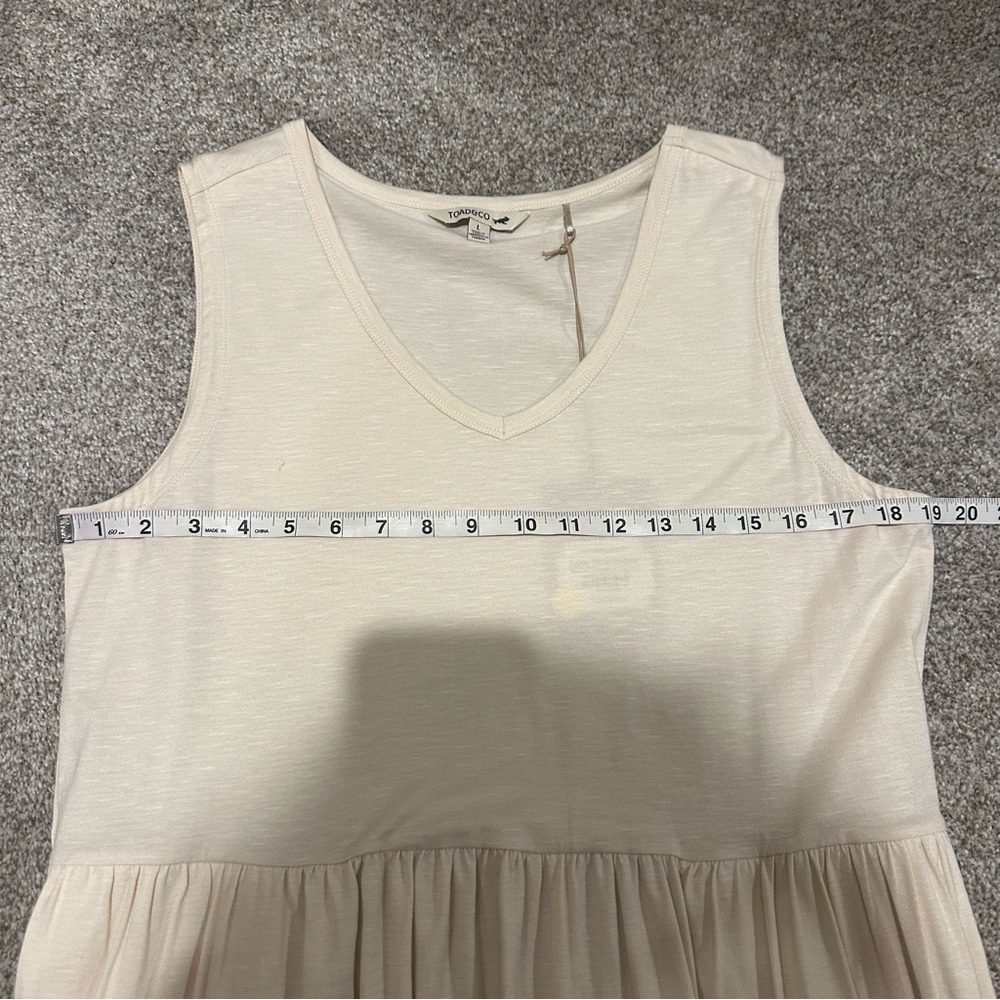 NWT Toad&Co Organic Cotton & Tencel Salt Ivory Marley Tiered Dress W Pockets - Picture 4 of 4
